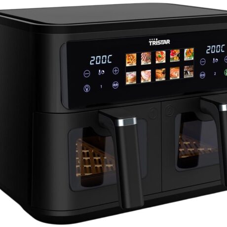 Fritadeira Air Fryer Dupla Digital 9L 2500W c/ Janela de Visualização (Preto) - TRISTAR