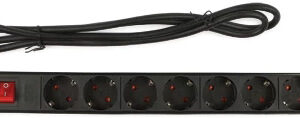 Extens?o p/ Rack 8 Tomadas c/ Interruptor 1U (Preto) - FONESTAR