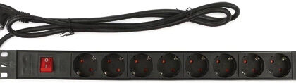 Extensão p/ Rack 8 Tomadas c/ Interruptor 1U (Preto) - FONESTAR