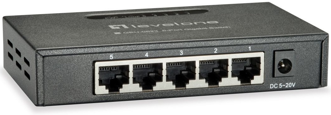 Switch 5 Portas 10/100/1000Mbps GEU-0523 - LEVEL ONE