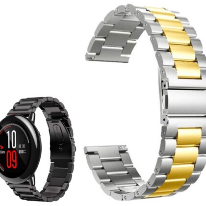 Correia Met. Dual Elos (Dourado) p/ Xiaomi Amazfit Pace/Stratos/Stratos2S/GTR 47mm/Ticwatch/Huawei/