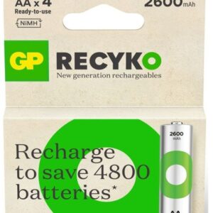 Blister 4 Pilhas Recarregáveis 1,2V 2600mAh ReCyko+ Ni-Mh - AA - GP