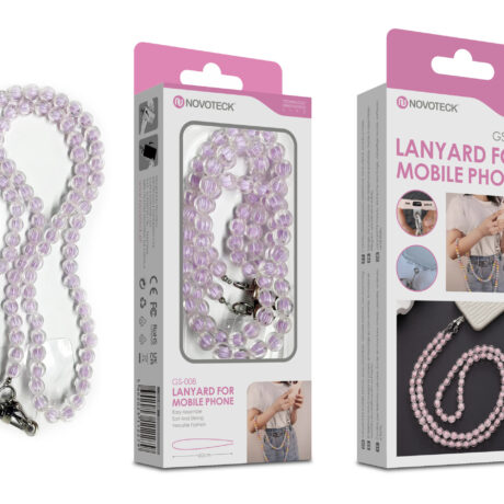 Cordão Pedra Pêssego para Telemóvel NOVOTECK GS-008 Roxo