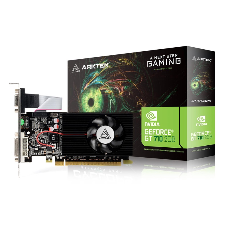 Placa Gráfica Arktek GT710 2GB GDDR3 64Bits Compativel Baixo Perfil 1*VGA 1*HDMI 1*DVI