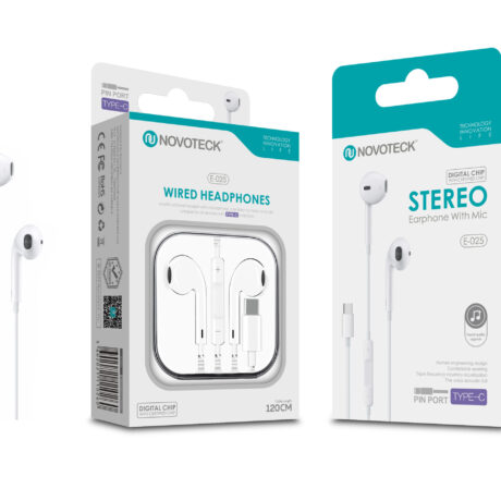 Auriculares com Fio E-025 com Conector TYPE-C Chip Digital