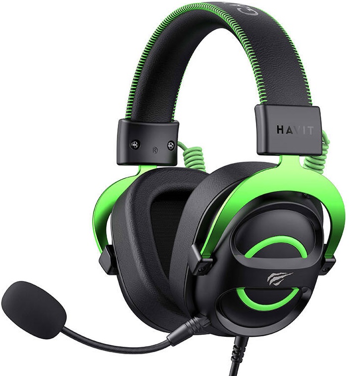 Auscultadores Headset Gaming c/ Microfone H2002E (Preto/Verde) - HAVIT