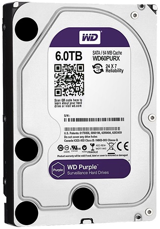 Disco Rígido 3,5 6TB 5400RPM WD63PURU 64MB SATA 6Gb/s Purple - WESTERN DIGITAL