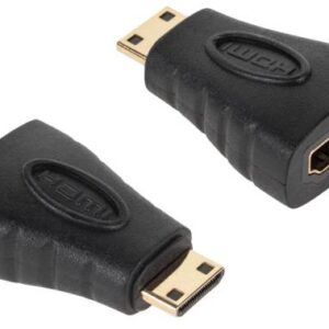 Ficha Adaptadora HDMI Fêmea - Mini HDMI Macho Dourado
