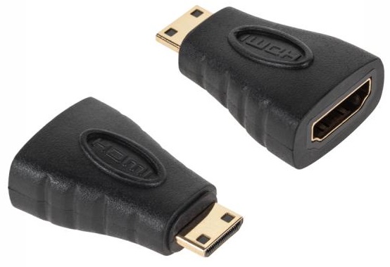 Ficha Adaptadora HDMI Fêmea - Mini HDMI Macho Dourado