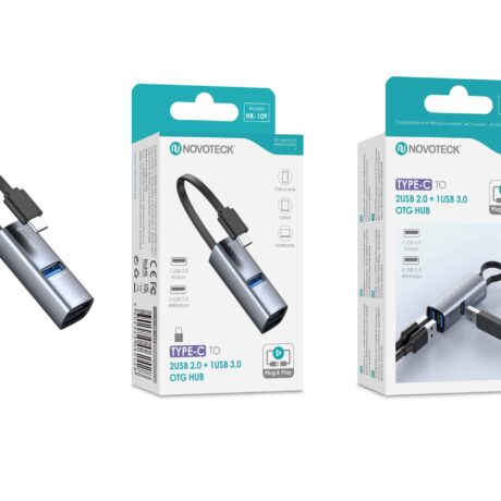 Hub USB-C HK-109 com 2 USB 2.0 + 1 USB 3.0 OTG