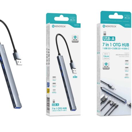 Hub USB-A HK-113 7 em 1 com 1 USB 3.0 + 2 USB 2.0 + 4 USB-C