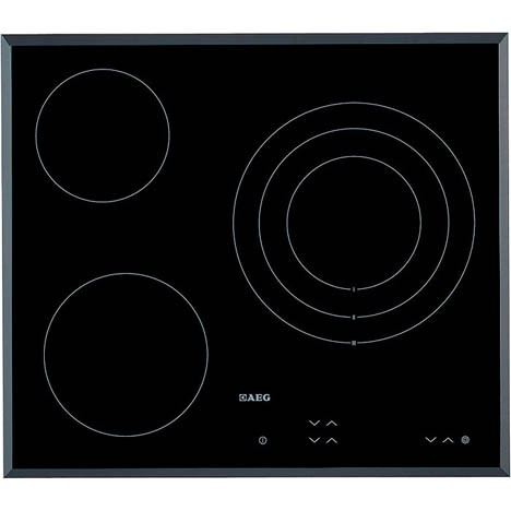 Placa de Vitrocerâmica c/3 Bocas 590x520mm 5700W (Preto) - AEG