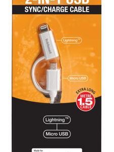 Cabo USB 2-EM-1 p/ Lightning e Micro-USB (1,5 mts) - HAHNEL