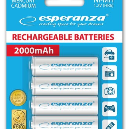 Blister 4 Pilhas Recarregaveis 1,2V 2000mAh Ni-Mh AA - ESPERANZA