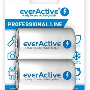Blister 2 Pilhas Recarregaveis NI-MH - D / R20 1,2V 10000mAh (min 9000mAh) RTU - everActive