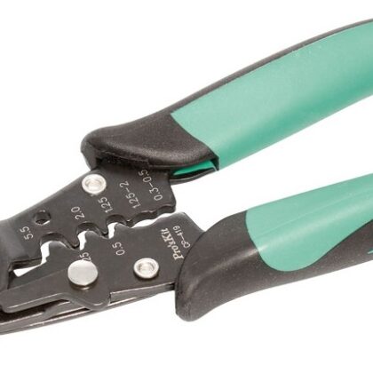 Alicate 3-EM-1 Cravar Terminais 0,5~5,5mm² c/ Descarnador e Corte - Proskit CP-419