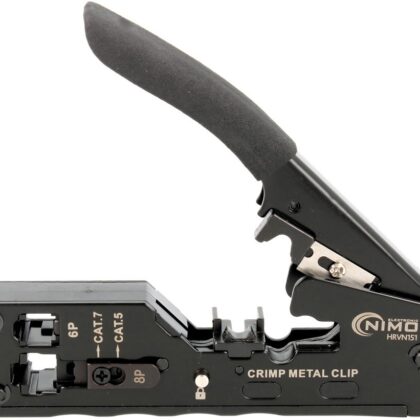 Alicate Cravar Fichas RJ11 / RJ12 / RJ45 Cat.7 / Cat.6 / Cat.5 - NIMO