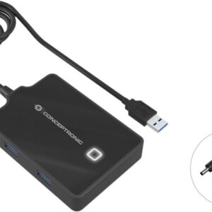 Adaptador Hub 4-EM-1 USB - (4x USB 3.0 ) c/ Power Jack - CONCEPTRONIC