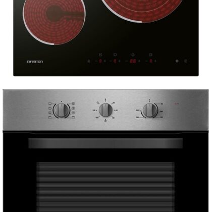 Pack Forno Multifunções CB6516 65L + Placa Vitrocerâmica VIT35730 3 Zonas (Inox/Preto) - INIFINITON
