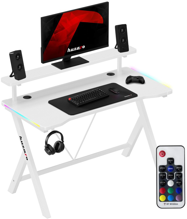 Mesa Gaming Hero 1.9 RGB 120cm (Branco) - HUZARO