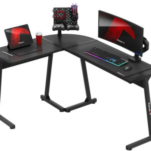 Mesa Gaming Hero 6.0 147cm c/ Canto Arredondado (Preto) - HUZARO
