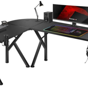 Mesa Gaming Hero 6.3 154cm c/ Canto Arredondado (Preto) - HUZARO