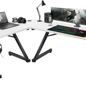 Mesa Gaming Hero 7.0 154cm c/ Canto Arredondado (Branco) - HUZARO