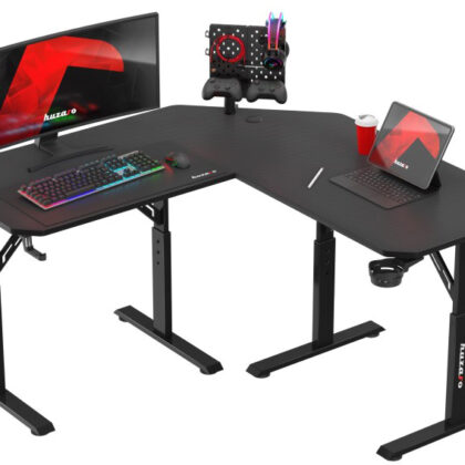 Mesa Gaming Hero 7.3 140cm c/ Canto Ajustável (Preto) - HUZARO