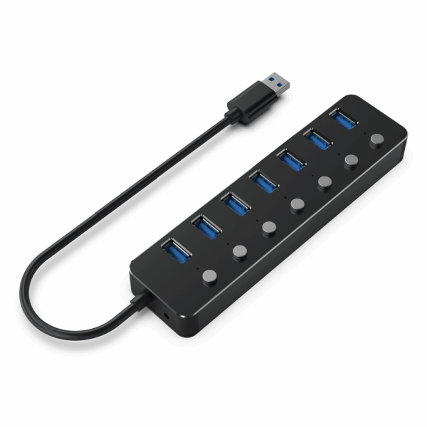 Hub Usb3.0 Gembird com 7 Portas Usb 3.0 Com On/Off Preto