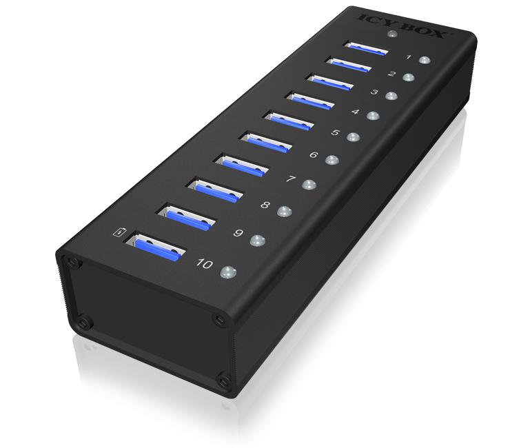 Hub USB B 3.2 - 10x USB A 3.2 (Preto) - RAIDSONIC