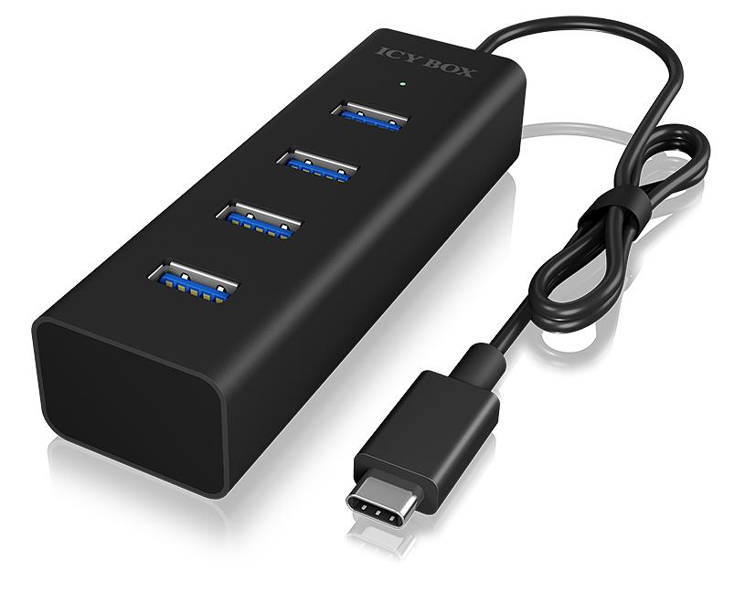 Hub USB C - 4x USB A (Preto) - ICY BOX
