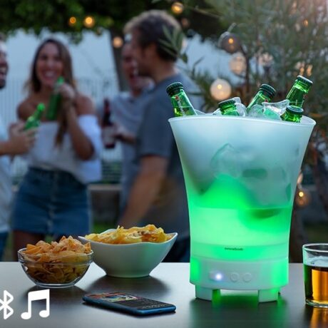 Balde de Gelo p/ Bebidas c/ Coluna Bluetooth/LED/Recarregável IPX4 - INNOVAGOODS