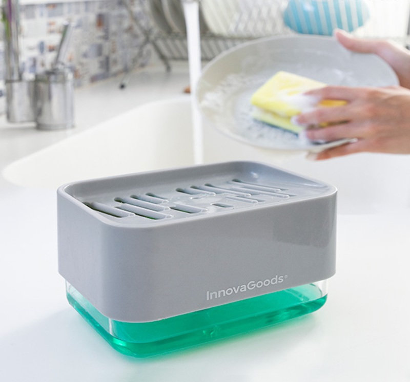 Dispensador de Detergente 2-EM-1 p/ Lava-Louça Pushoap - INNOVAGOODS