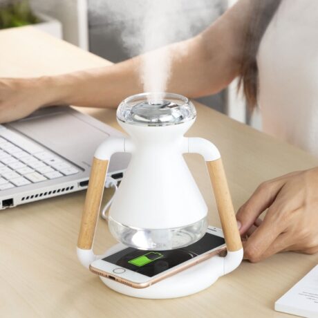 Humidificador Difusor de Aromas 3-EM-1 Misvolt c/ Carregador Qi Indução s/ Fios - INNOVAGOODS