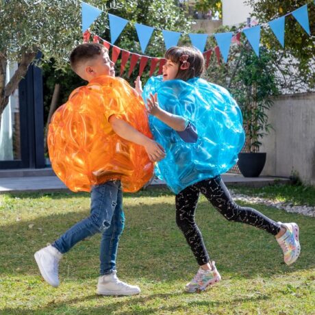 Pack 2x Bolas Insufláveis Gigantes p/ Choques Bumpoy (Azul/Laranja) - INNOVAGOODS