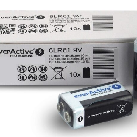 Pack 10x Pilhas Alcalinas 9V 6LR61 - everActive PRO ALKALINE