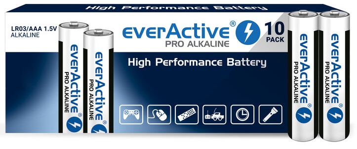 Pack 10x Pilhas Alcalinas 1,5V LR03 AAA - everActive PRO ALKALINE