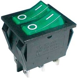 Interruptor Duplo Luminoso ON-OFF 250V/15A - Verde