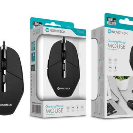 Rato com Fio de Alta Precisão NOVOTECK JS-003 - Ergonómico, Plug-and-Play, Compatível com Diversos SO, 1600 DPI