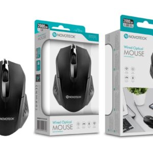 Rato Óptico com Fio NOVOTECK JS-004 - 2000 DPI, Ergonómico, Plug-and-Play