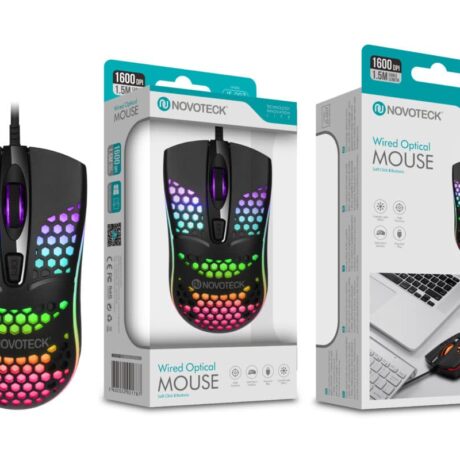 Rato Óptico Negro Mini-Perfurados com Fio JS-007