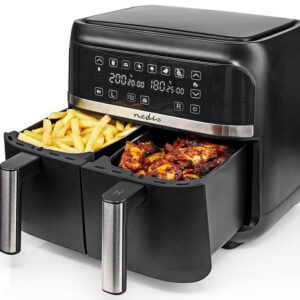 Fritadeira Elétrica a Ar 2x 3,8L 2850W Digital (Preto) - NEDIS
