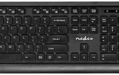 Teclado Inglês + Rato Ótico 1600DPI s/ Fios (Preto) - NEDIS