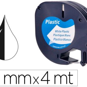 Cinta Rotuladora Auto-Adesiva 12mm x 4m p/ Máquina Letratag (Branco Pérola) - Q-CONNECT