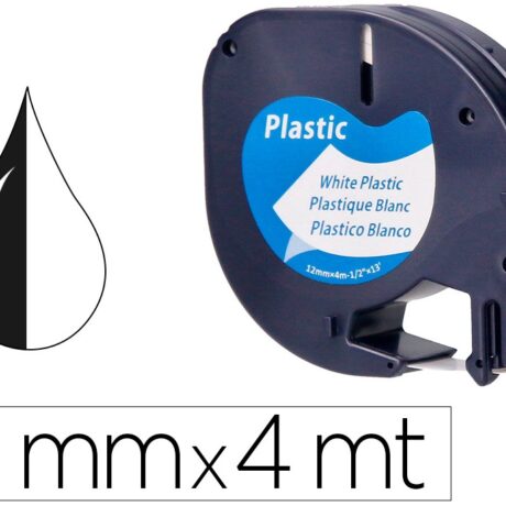 Cinta Rotuladora Auto-Adesiva 12mm x 4m p/ Máquina Letratag (Branco Pérola) - Q-CONNECT
