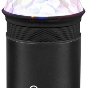 Coluna Mini Portátil LEDs Efeitos RGB c/ Leitor FM, USB, MiniSD, MP3, Bluetooth (Preto) - QUER