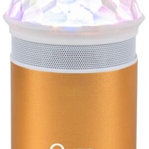 Coluna Mini Port?til LEDs Efeitos RGB c/ Leitor FM, USB, MiniSD, MP3, Bluetooth (Dourado) - QUER