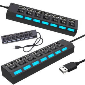 HUB 7x Portas USB 2.0 ON-OFF c/ Alimenta??o (Preto)