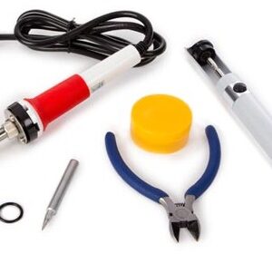 Kit Soldadura (Ferro Soldar 30W, Ponteira Subst, Dessoldador, Suporte, Solda, Massa Fluxo e Alicate)