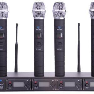 Central 4 Microfones de Mão s/ Fios UHF 4 Canais (PLL-400) - AZUSA